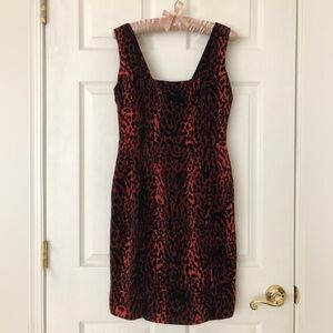 MM Couture Sleeveless Animal Print Dress Black Brown Orange Size Small
